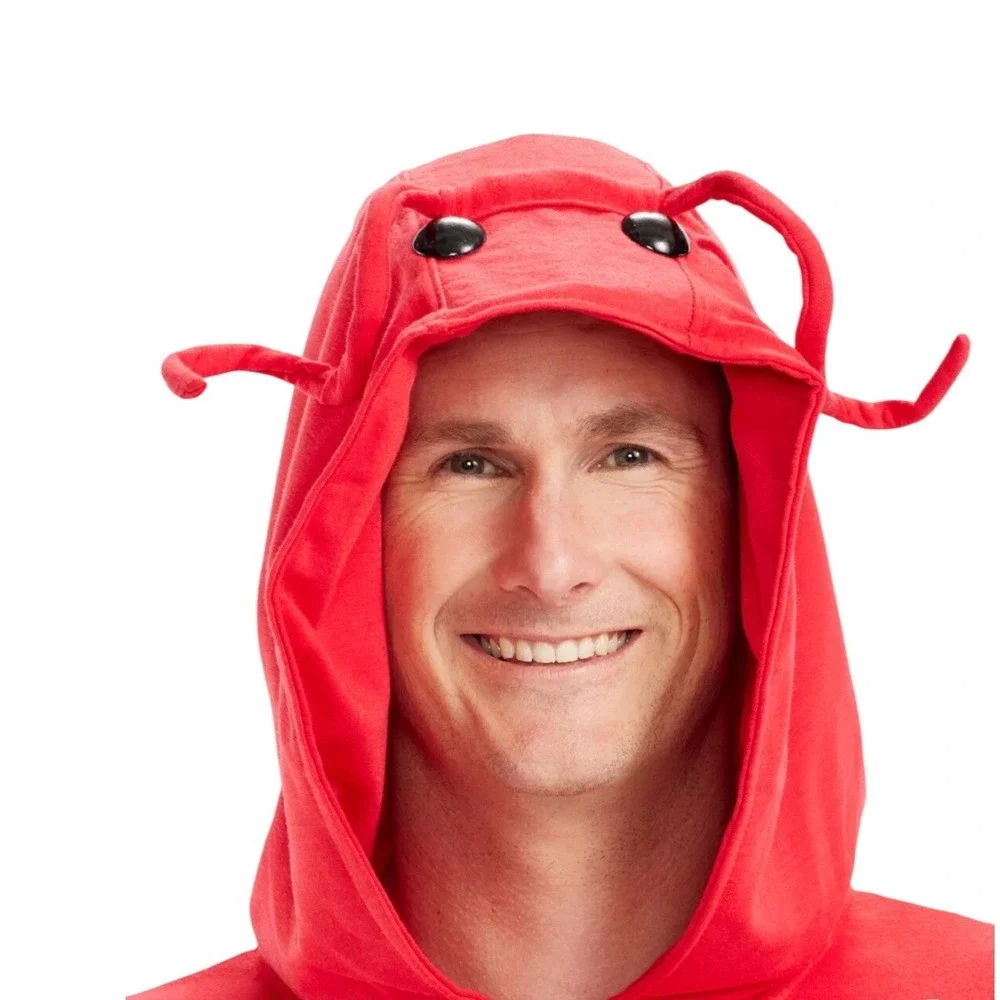 New Tipsy Elves Mens Red Lobster Costume Union Suit Halloween Onesie Pajamas-XS - Picture 4 of 6